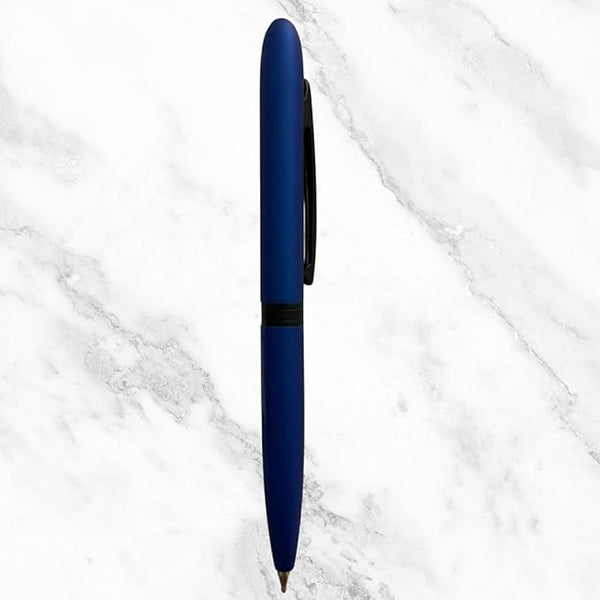 Matt Blue Mini Ball Pen – Black Clip | Twist Mechanism | Compact Design | Smooth Blue Ink