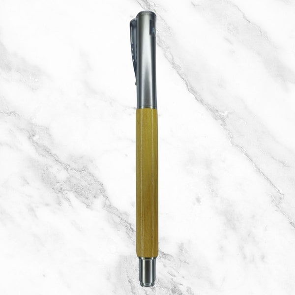 Wooden Finish Ball Pen with Silver Cap – Openable Mechanism