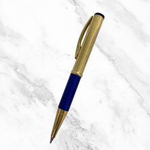 Metallic Glossy Gold & Blue Mini Ball Pen – Elegant Dual-Color Design with Gold Clip | Twist Mechanism | Smooth Blue Ink