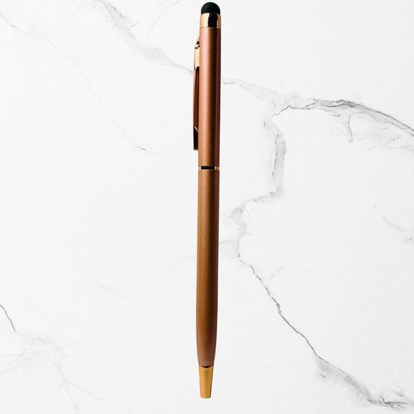 Set of 4 Stylus Metallic Glossy Rose Gold Ball Pens – Copper Clip | Twist Mechanism | Blue Ink  A Perfect Valentine’s Day Gift for Someone Special