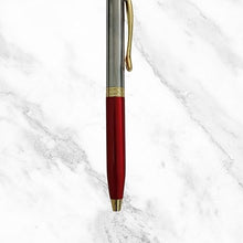 Metallic Glossy Red & Silver Dual Colour Mini Ball Pen with Gold Clip | Twist Mechanism | Smooth Blue Ink