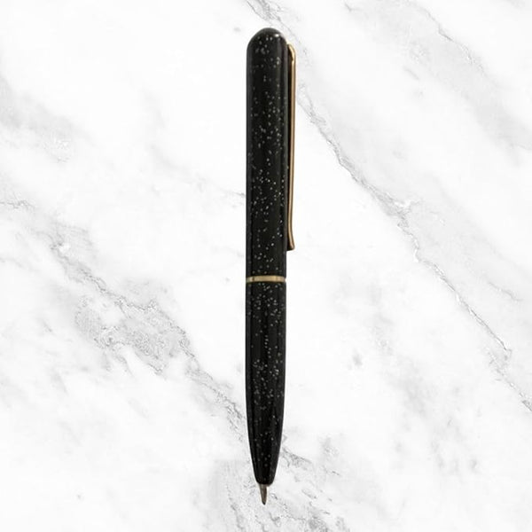 Metallic Glossy Designer Black Mini Ball Pen with Gold Clip – Elegant Twist Mechanism & Smooth Blue Ink