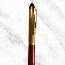 Metallic Glossy Red & Gold Dual Tone Mini Ball Pen with Gold Clip | Mobile Touch Tip & Twist Mechanism | Blue Ink