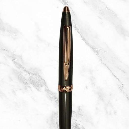 Metallic Glossy Gunmetal Twist Ball Pen – Gold Clip | Blue Ink | Premium Executive Design