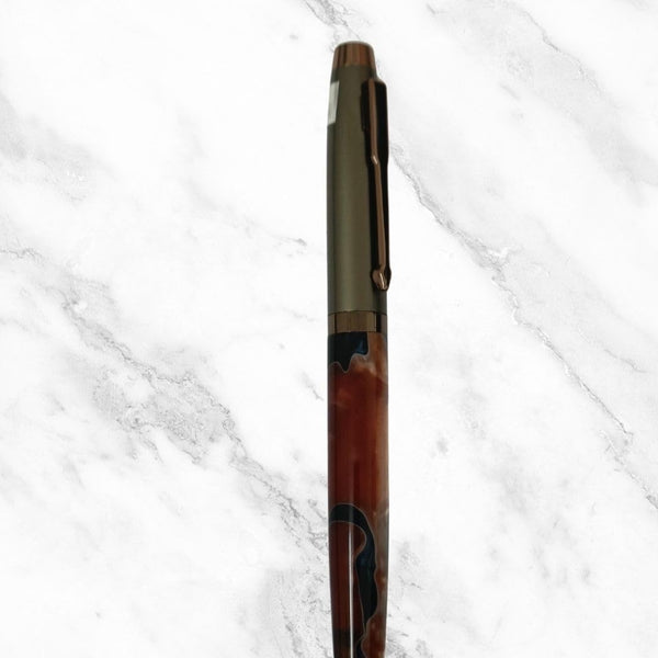 Metallic Glossy Red Designer Ball Pen with Gunmetal Cap – Twist Mechanism