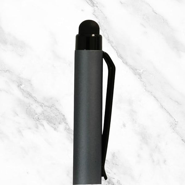Matt Gunmetal Mini Ball Pen – Black Clip | Mobile Touch | Twist Mechanism | Smooth Blue Ink Writing
