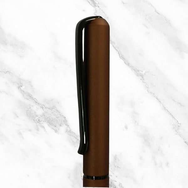 Matte Brown Mini Ball Pen with Black Clip | Twist Mechanism | Compact & Elegant Blue Ink Pen