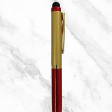 Metallic Glossy Red & Gold Dual Tone Mini Ball Pen with Gold Clip | Mobile Touch Tip & Twist Mechanism | Blue Ink
