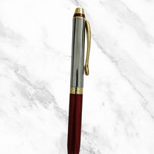 Metallic Glossy Maroon and Silver Dual Color Mini Ball Pen with Gold Clip | Twist Mechanism | Blue Ink – Compact & Elegant Writing Companion