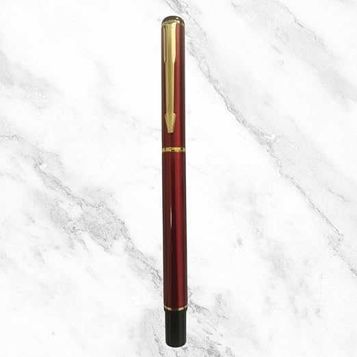 Metallic Red Ball Pen with Gold Clip – Openable Mechanism | Smooth Writing Blue Ink