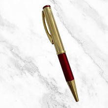 Metallic Glossy Gold & Red Dual-Tone Mini Ball Pen – Elegant Twist Mechanism with Gold Clip | Premium Blue Ink Writing