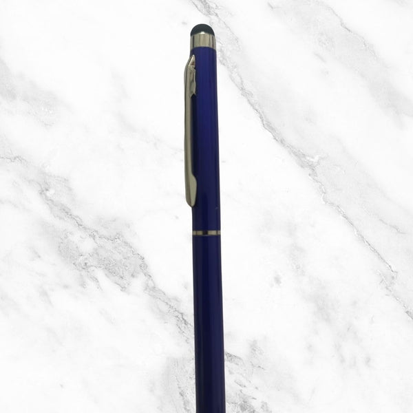 Set of 3 Premium Blue Stylus Twist Ball Pens for Men & Women | Silver Clip