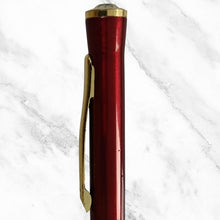Metallic Glossy Red Mini Ball Pen – Gold Clip & White Diamond Twist Top | Luxurious Compact Writing Pen with Blue Ink