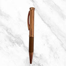 Metallic Glossy Rose Gold & Brown Dual‑Tone Mini Ball Pen – Diamond Twist Top | Blue Ink | Premium Stylish Writing Pen