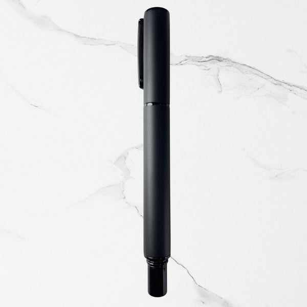 Ballpen Bazaar Tricky Jotter Matt Full Black Ball Pen with Black Cap | Press Click Mechanism | Black Ink | 1 Pen + 1 Extra Refill