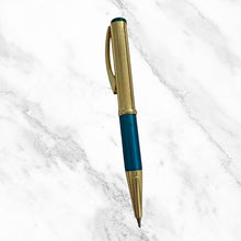Metallic Glossy Gold & Green Mini Ball Pen – Premium Dual Color Body with Gold Clip | Smooth Twist Mechanism | Blue Ink