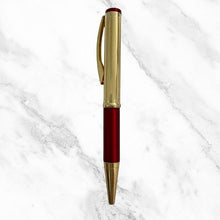 Metallic Glossy Gold & Red Dual-Tone Mini Ball Pen – Elegant Twist Mechanism with Gold Clip | Premium Blue Ink Writing