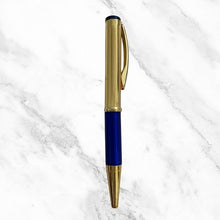 Metallic Glossy Gold & Blue Mini Ball Pen – Elegant Dual-Color Design with Gold Clip | Twist Mechanism | Smooth Blue Ink