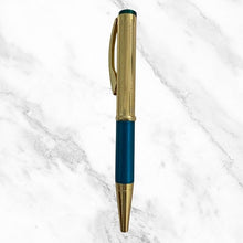 Metallic Glossy Gold & Green Mini Ball Pen – Premium Dual Color Body with Gold Clip | Smooth Twist Mechanism | Blue Ink