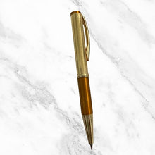 Metallic Glossy Gold & Orange Dual-Tone Mini Ball Pen – Gold Clip | Twist Mechanism | Smooth Blue Ink