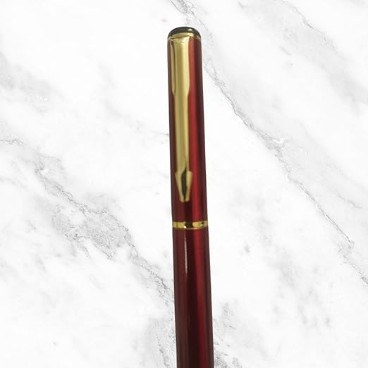 Metallic Red Ball Pen with Gold Clip – Openable Mechanism | Smooth Writing Blue Ink