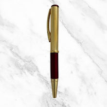 Metallic Glossy Gold and Maroon Mini Ball Pen – Dual Color Luxury Body with Gold Clip | Twist Mechanism | Blue Ink