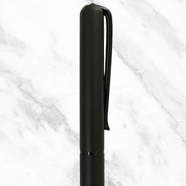Matt Black Mini Ball Pen – Sleek Twist Mechanism with Elegant Black Clip | Compact Premium Design & Smooth Blue Ink