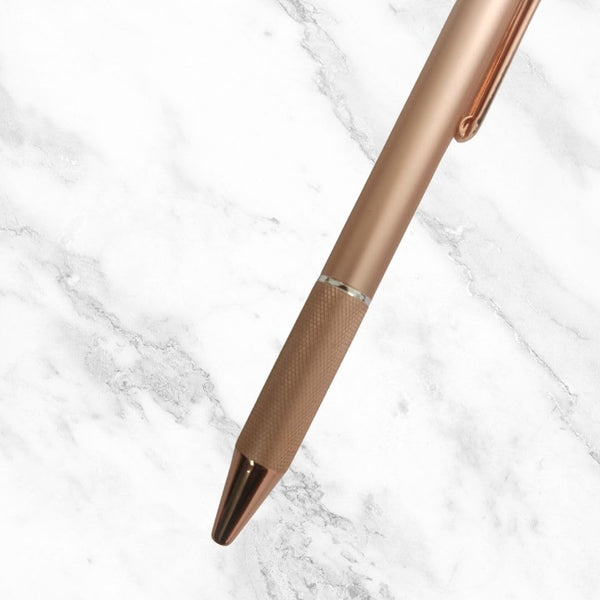 Rose Gold and Brown Metal Ball Pen – Premium Twist Design