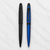 Ballpen Bazaar Set of 02 Stylus Matt Blue & Matt Black Metal Ball Pens with Glossy Black Designer Shape Clip | Twist Mechanism | Blue Ink | 2 Pens + 2 Free Refills