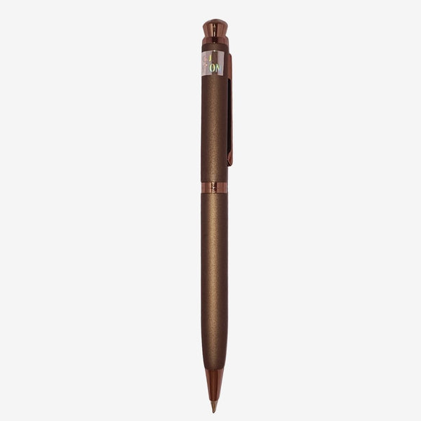 Metallic Glossy Brown Diamond Top Ball Pen – Premium Twist Pen for Men & Women | 0.6mm Screw Type Blue Refill