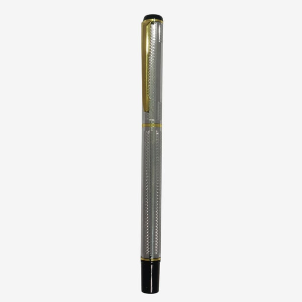 Metallic Glossy Silver Body Ball Pen with Gold Clip | Openable Mechanism | Blue Ink