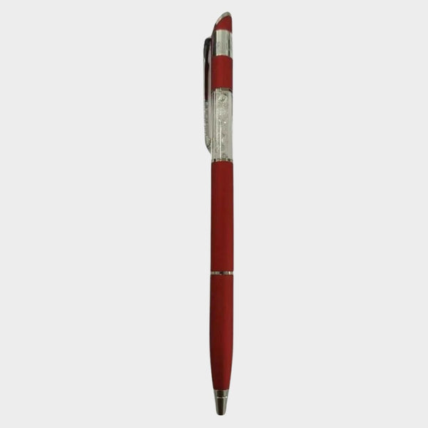 Matte Red Diamond Pen – Stylish Design | Smooth Writing with Mini VT Refill Blue Ink