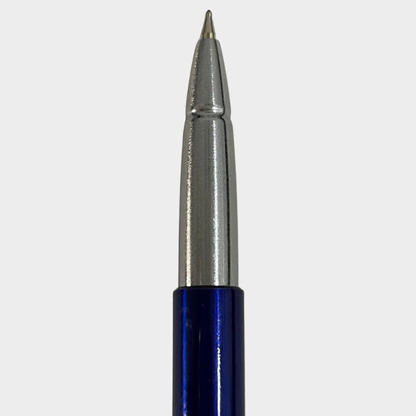 Set of 6 Metallic Glossy Blue Body Ball Pens with Silver Cap | Openable Mechanism | Smooth Blue Ink Writing