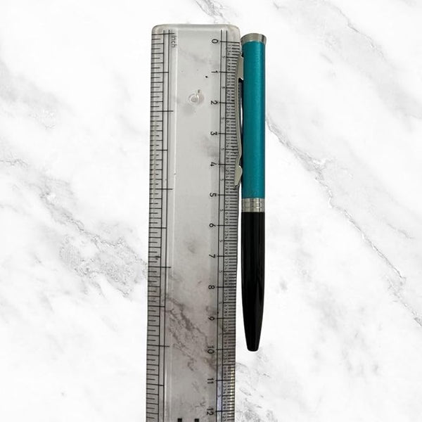 Matt Black & Blue Dual Color Mini Ball Pen – Premium Twist Mechanism with Elegant Silver Clip | Smooth Blue Ink Writing