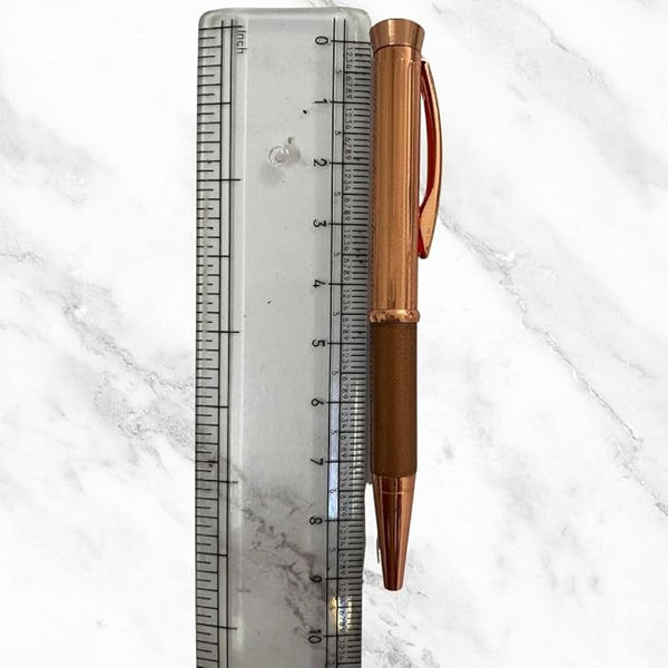 Metallic Glossy Rose Gold & Brown Dual‑Tone Mini Ball Pen – Diamond Twist Top | Blue Ink | Premium Stylish Writing Pen