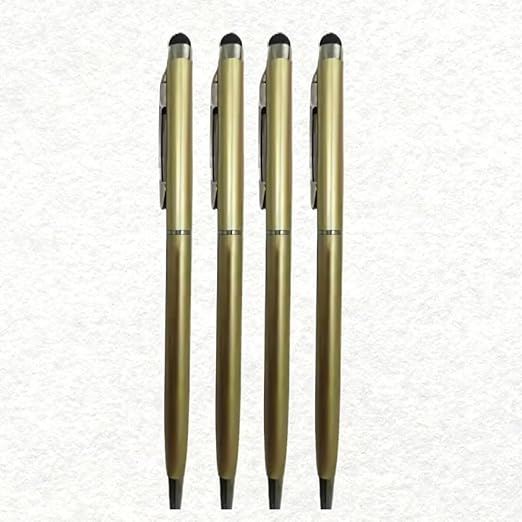 2-in-1 Capacitive Stylus Pen with Combo of 4 Gold Body Ballpoint Pens – Premium Smooth Writing Gift Set