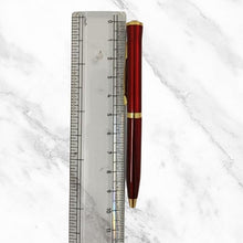 Metallic Glossy Red Mini Ball Pen – Gold Clip & White Diamond Twist Top | Luxurious Compact Writing Pen with Blue Ink