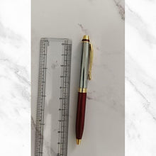 Metallic Glossy Maroon and Silver Dual Color Mini Ball Pen with Gold Clip | Twist Mechanism | Blue Ink – Compact & Elegant Writing Companion