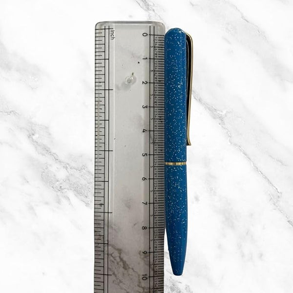 Metallic Glossy Designer Blue Mini Ball Pen with Gold Clip – Elegant Twist Mechanism & Premium Blue Ink