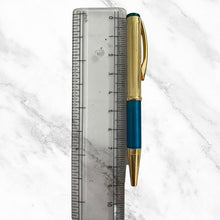 Metallic Glossy Gold & Green Mini Ball Pen – Premium Dual Color Body with Gold Clip | Smooth Twist Mechanism | Blue Ink