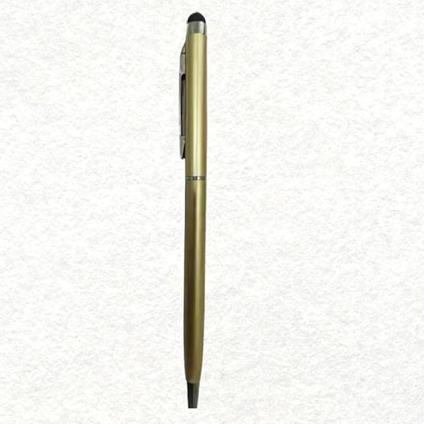 2-in-1 Capacitive Stylus Pen Combo – 1 Gold Body & 1 Black Body Ballpoint Pen | Smooth Writing | Blue Ink