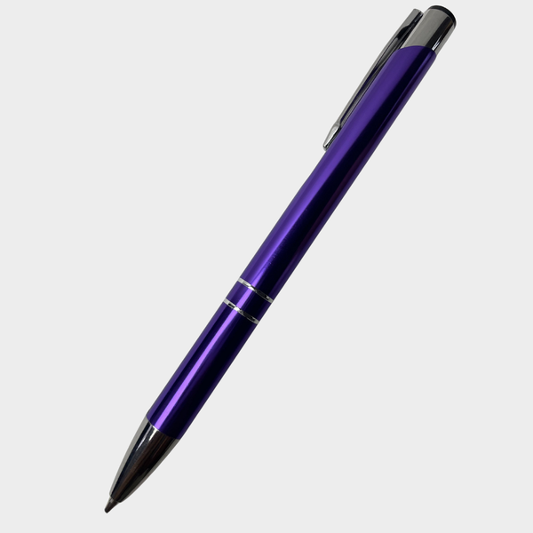BallPen Bazaar Metallic Glossy Purple Body Ball Pen with Silver Clip | Click Mechanism | Smooth Blue Ink | Premium Metal Pen for Office, School & Gifting