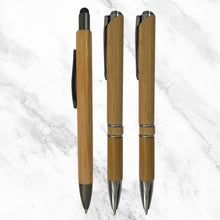 Set of 3 Premium Wooden Finish Stylus & Ball Pens – Silver Clip | Blue Ink | Click Mechanism