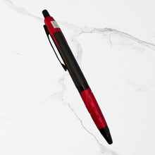Metallic Glossy Black Ball Pen with Red Design | Click Mechanism | Smooth Blue Ink | Premium Metal Writing Pen for Office & Gifting