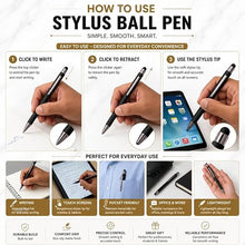 Ballpen Bazaar Set of 02 Stylus Matt Black Ball Pen with Silver Clip Click Mechanism Blue Ink | 2 Free Cross Type Refills | Metal Executive Pens