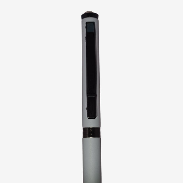 Matt Gray Body Ball Pen with Black Clip & White Diamond Top | Mini-VT Refill | Smooth Blue Ink | Twist Mechanism | Premium Gift Pen for Men & Women