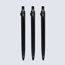 Set of 3 Metallic Glossy Black Body Ball Pens with Black Clip | Click Mechanism | Blue Ink