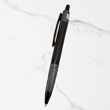 Metallic Glossy Black Ball Pen with Gray Design | Click Mechanism | Smooth Blue Ink | Premium Executive Writing Pen