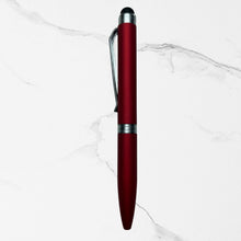 Stylus Matt Red Body Mini Ball Pen with Silver Clip | Premium Twist Mechanism | Smooth Blue Ink Writing Pen