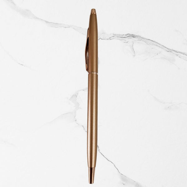 Metallic Glossy Rose Gold Ball Pen with Rose Gold Clip | Twist Mechanism